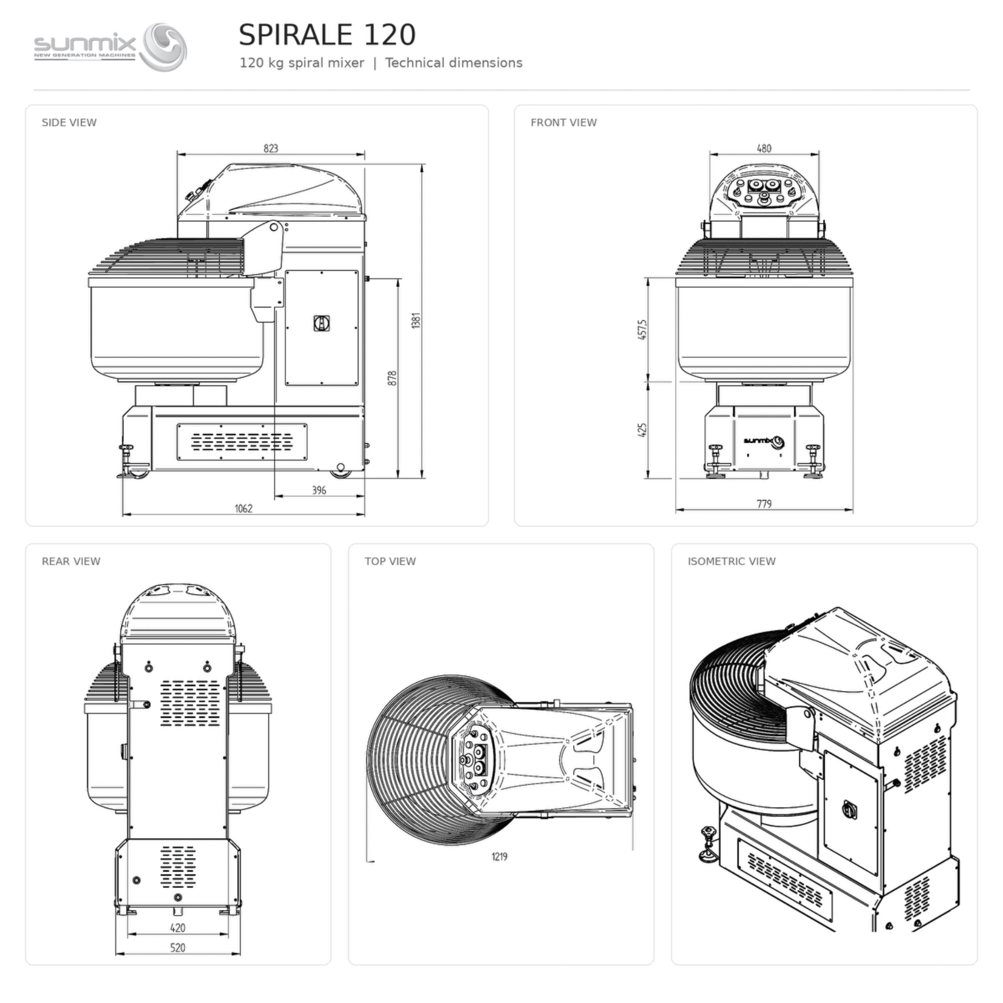 Sunmix Classic 120kg Spiral Dough Mixer Bakers Spec - Pizza Solutions
