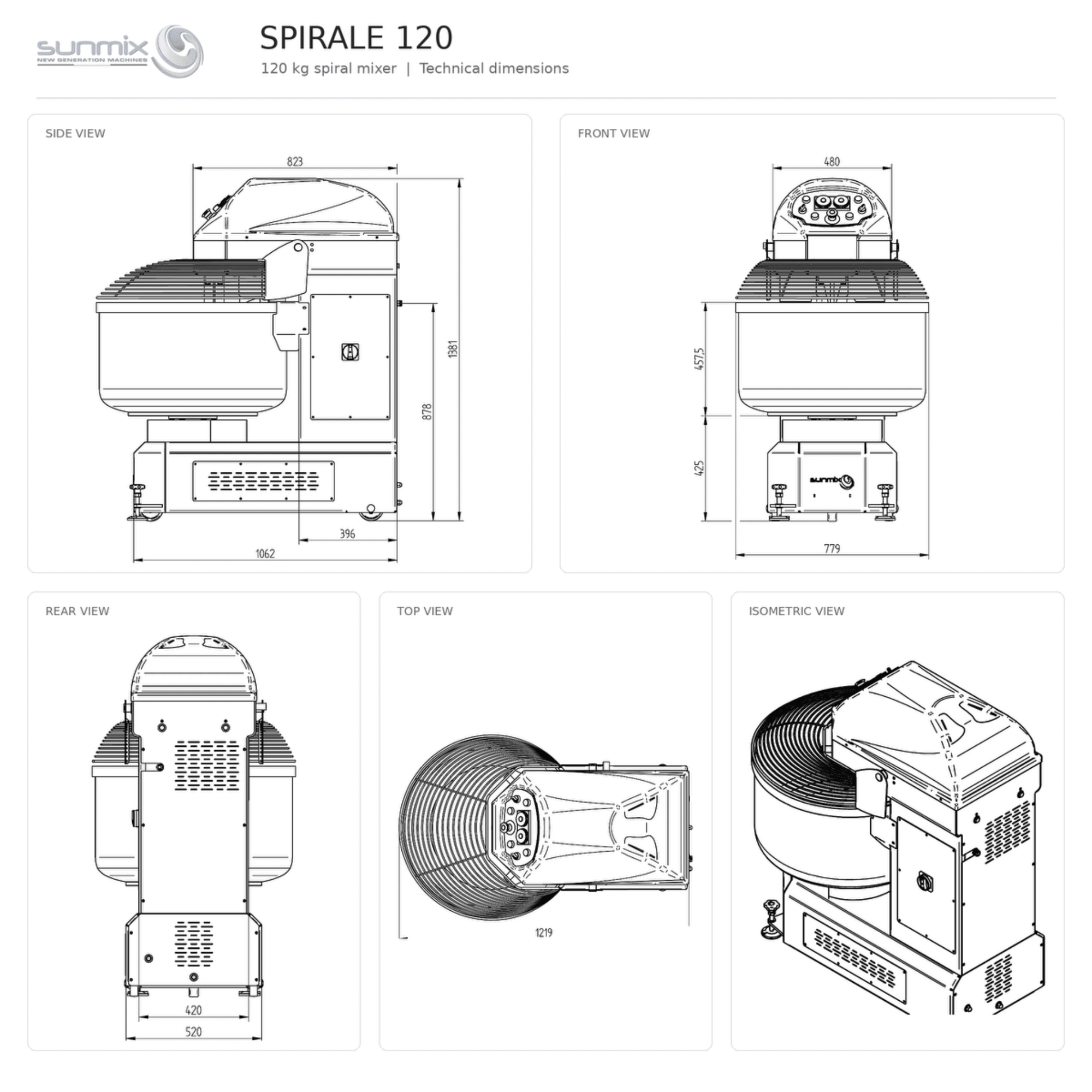 Sunmix Classic 120kg Spiral Dough Mixer Bakers Spec - Pizza Solutions