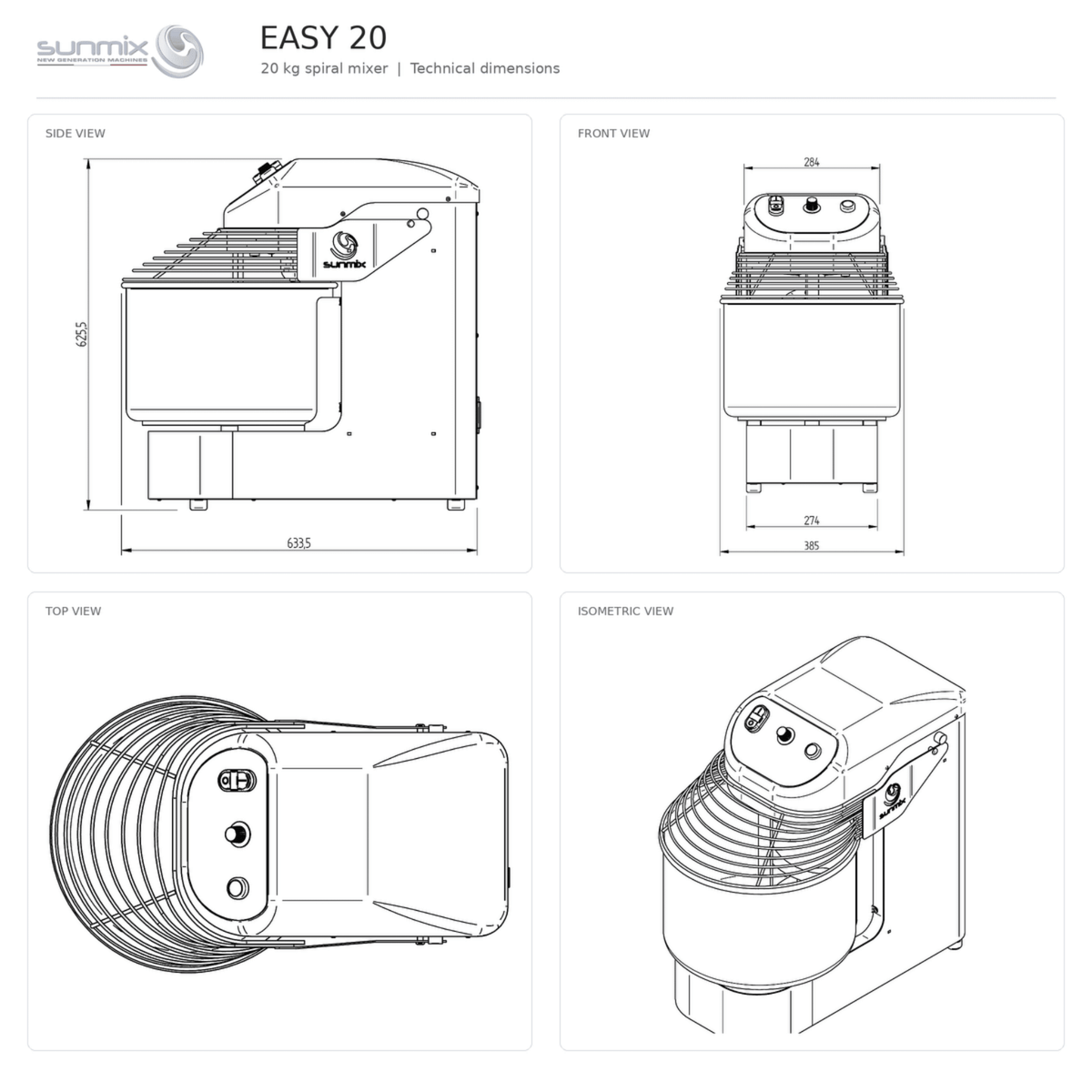 Sunmix Easy Line 20 Spiral Dough Mixer - Pizza Solutions