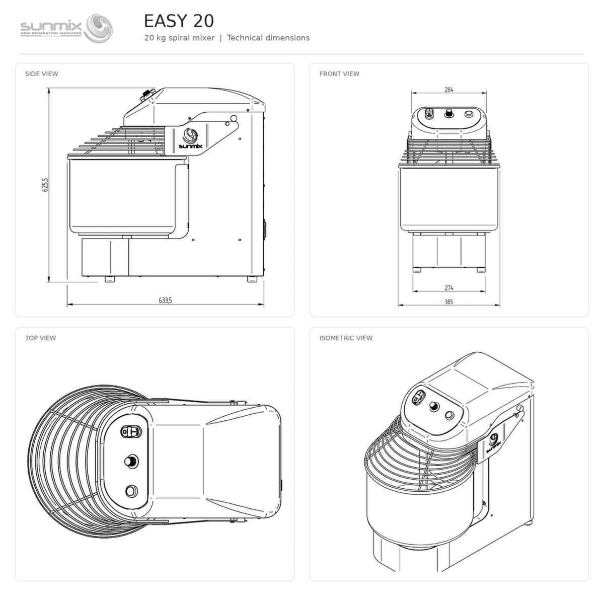 Sunmix Easy Line 20 Spiral Dough Mixer - Pizza Solutions