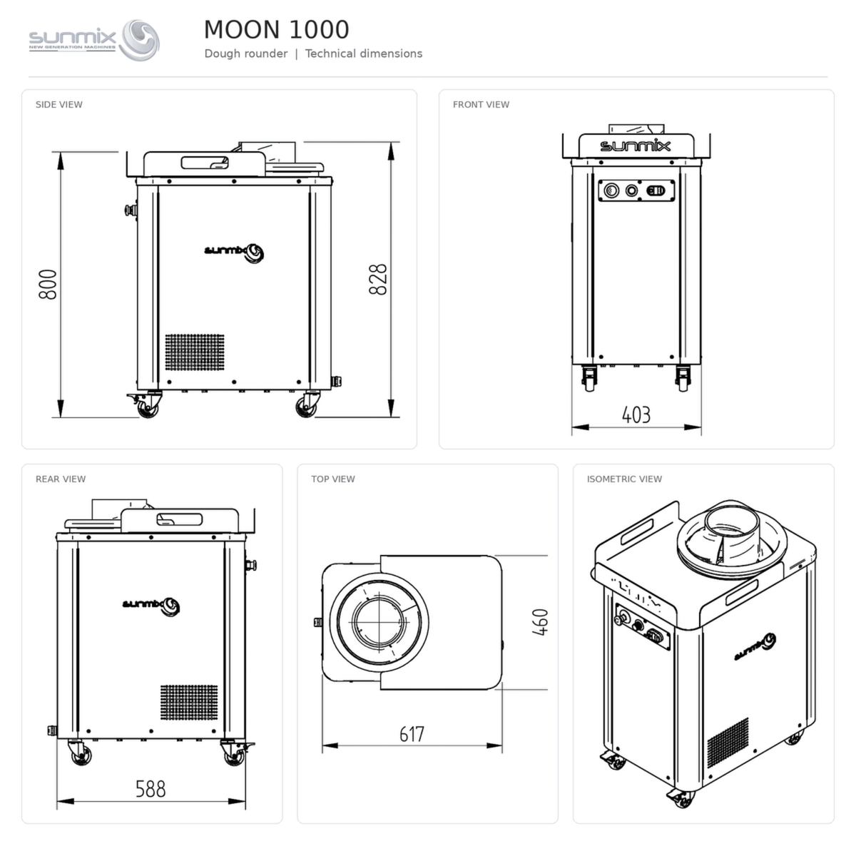 Sunmix Moon 100-1000g Dough Rounder/Baller - Pizza Solutions
