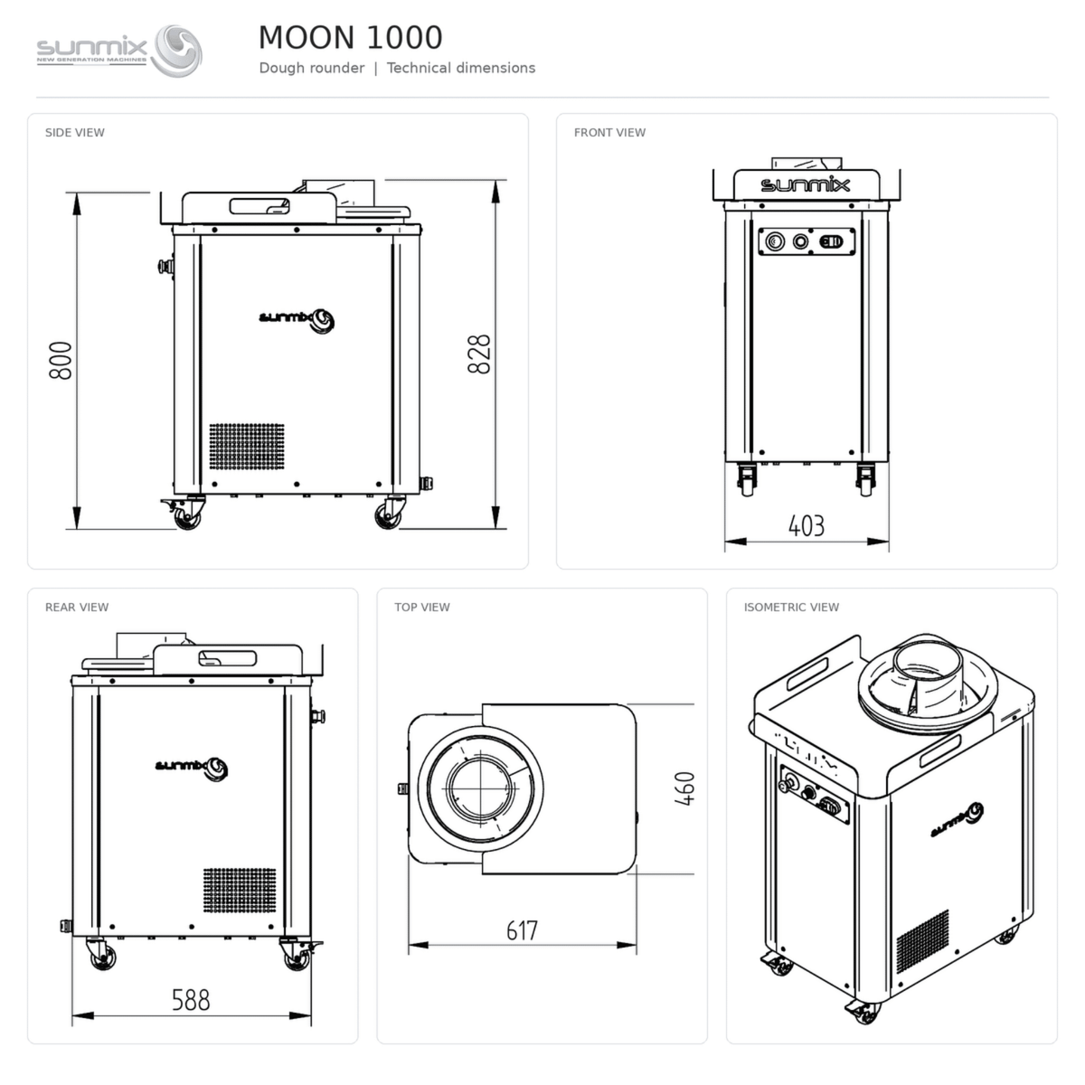 Sunmix Moon 100-1000g Dough Rounder/Baller - Bakeri Solutions