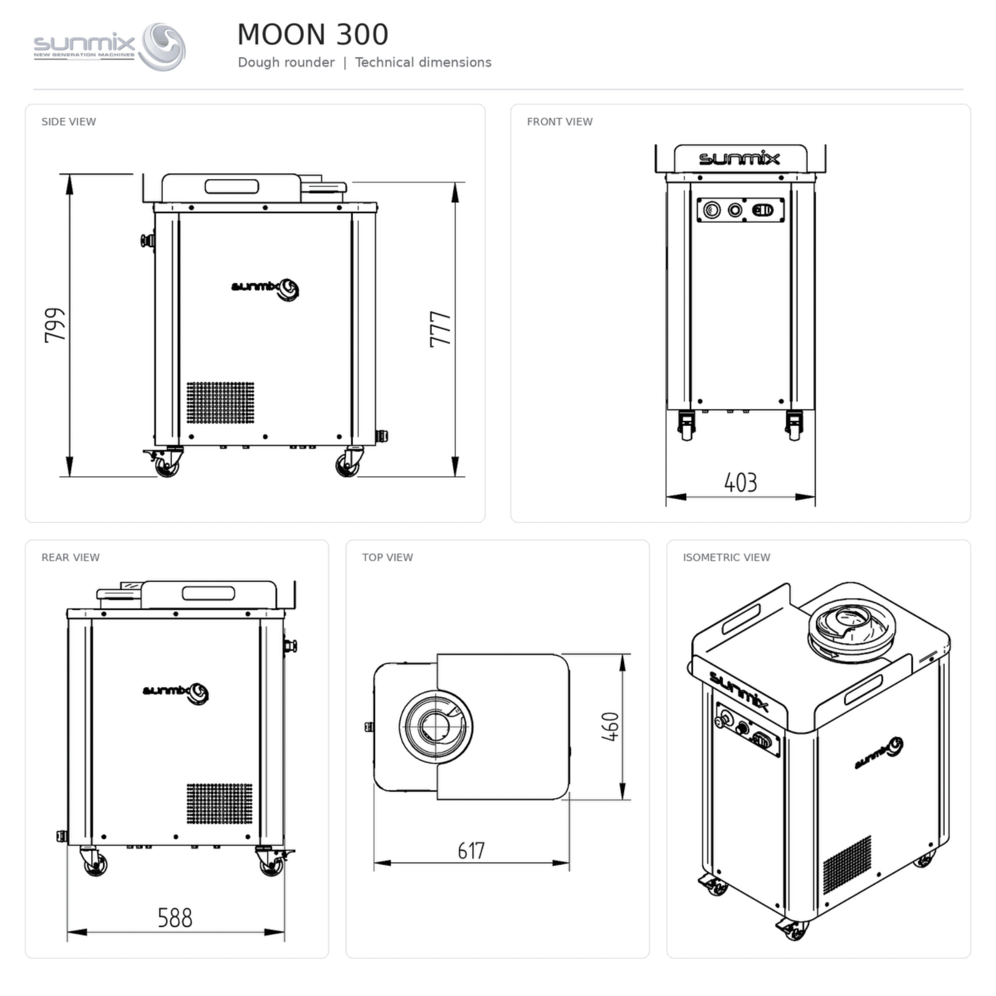 Sunmix Moon 30-350g Dough Rounder/Baller - Pizza Solutions