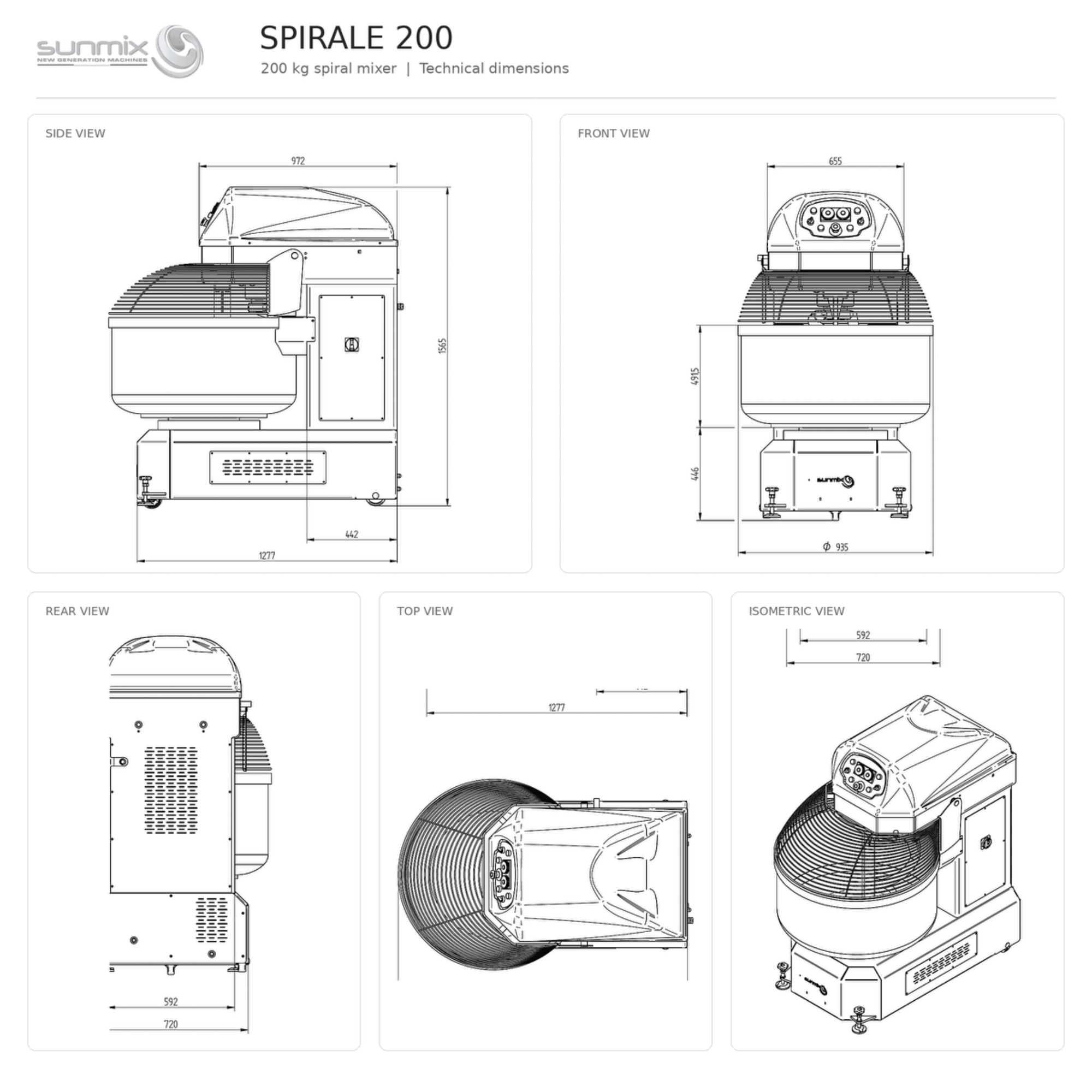 Sunmix Queen Line 200kg Spiral Dough Mixer - Pizza Solutions
