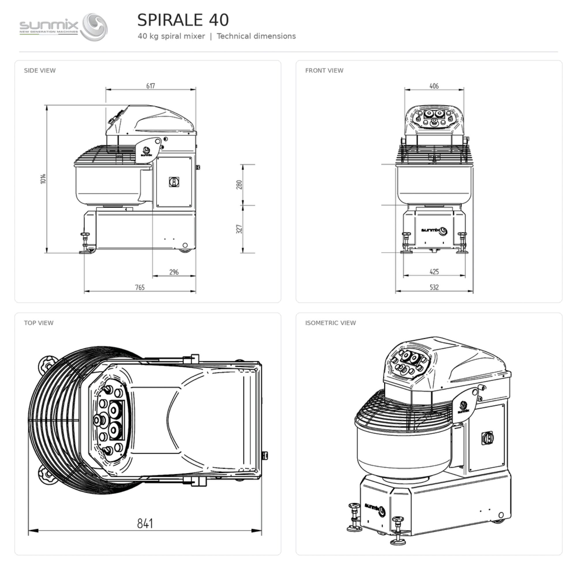 Sunmix Queen Line 40kg Spiral Dough Mixer - Pizza Solutions