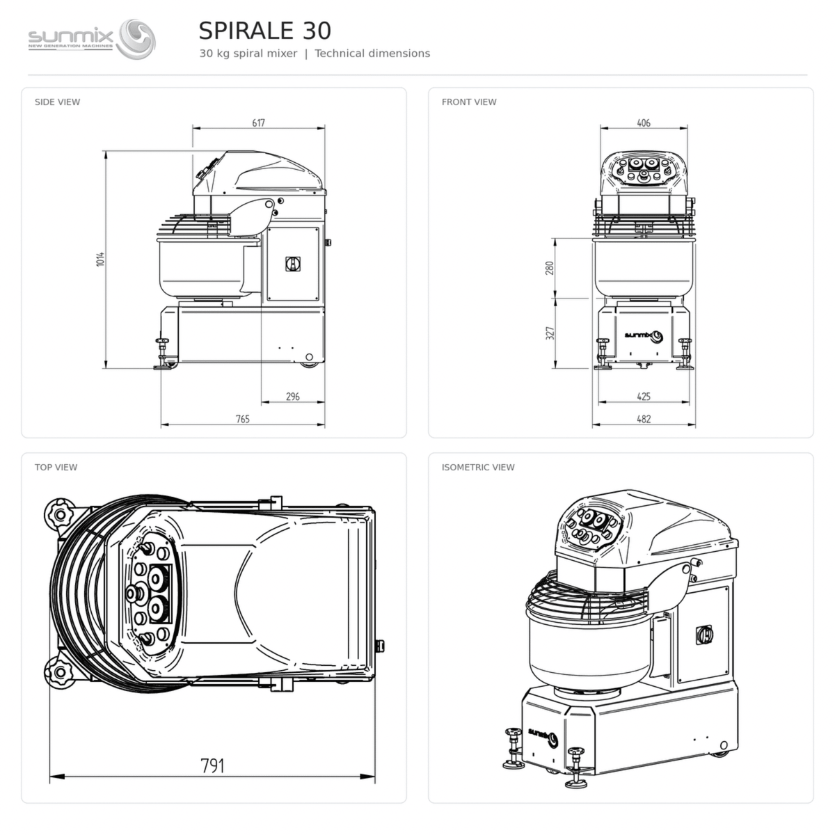 Sunmix Smart Line 30kg Spiral Dough Mixer - Bakeri Solutions