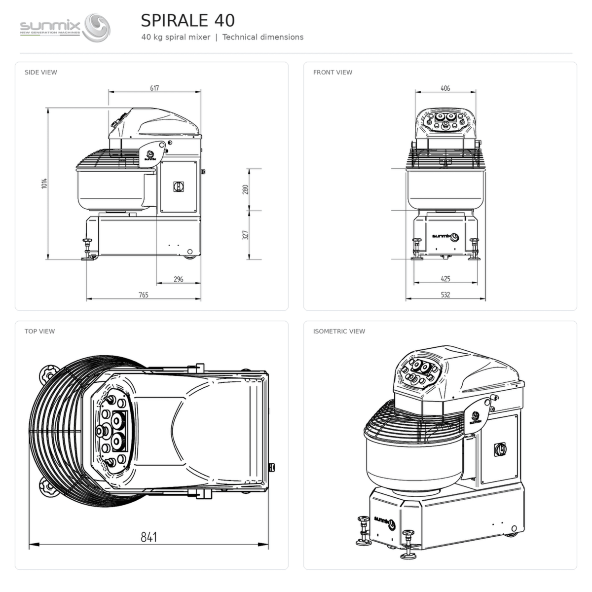 Sunmix Smart Line 40kg Spiral Dough Mixer - Pizza Solutions