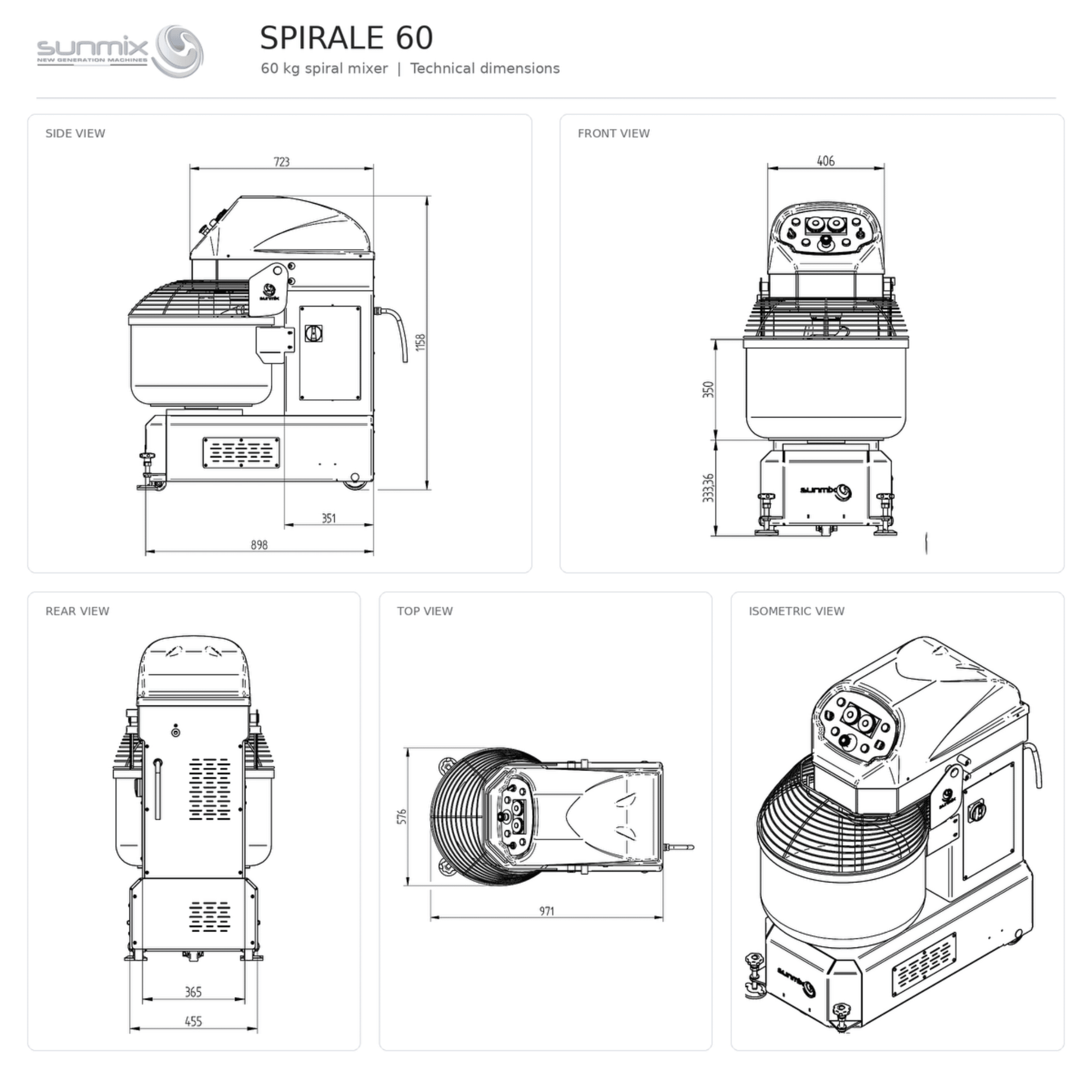 Sunmix Smart Line 60kg Spiral Dough Mixer - Pizza Solutions